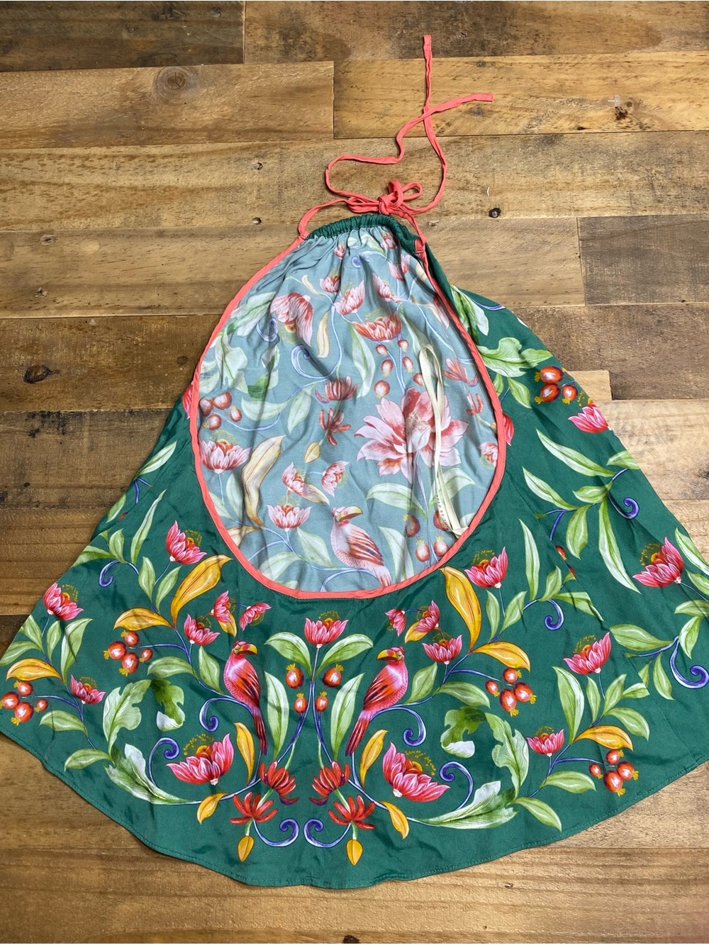 Farm Rio Green Floral Tropical Halter Neck Swing Top - Picture 5 of 6